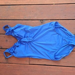 JANTZEN SIZE 10 WOMEN'S BLUE ONE PIECE SWIMSUIT